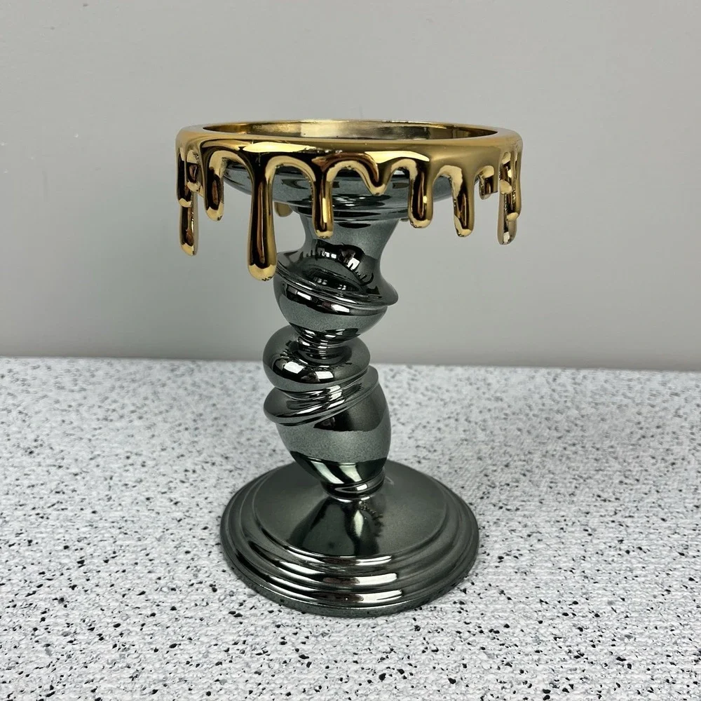 Bath‎ and Body Works 2021 Halloween Candle Holder Tilted Pillar Melting Metallic
